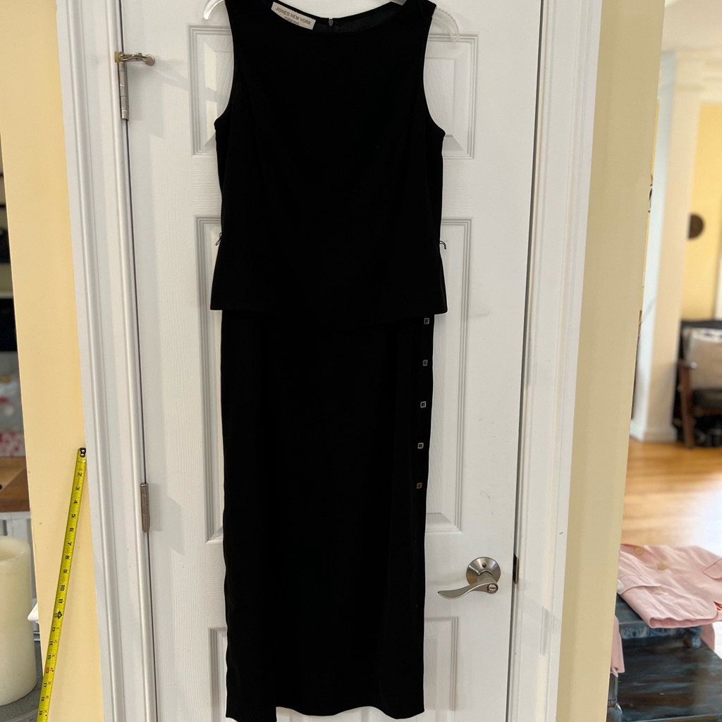 Ladies Size 10 "Jones New York" Black Dress Button Down Left Side Guc